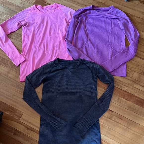3 Lululemon Swiftly Tech long sleeve shirts size 8 medium - Picture 1 of 4